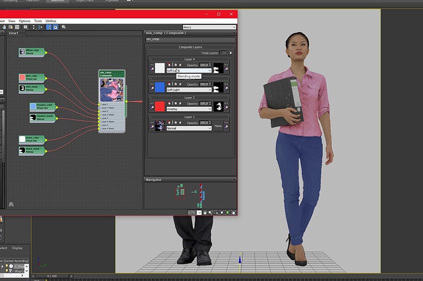 Renderpeople Material Setup in 3ds Max with colorchanging modifier
