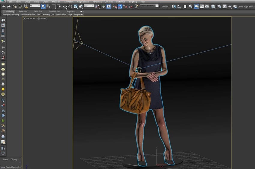 Viewport of 3ds max with 3D scanned human model
