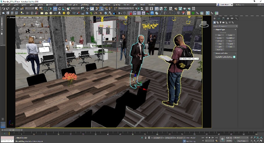 3D Viewport of 3ds Max with different Renderpeople 3D People Models