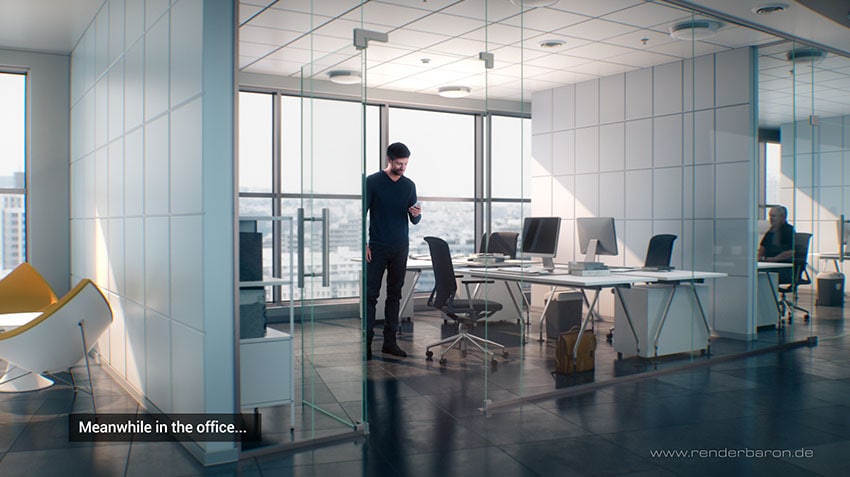 Office Rendering with standing 3D People Model Nathan