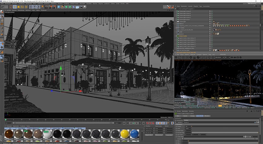 Cinema 4D Beach Bar Exterior Visualization Screenshot