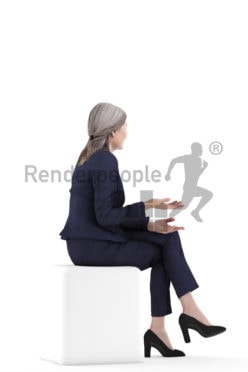 3d people business,3d elderly white woman, sitting and talking