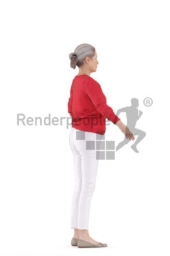 Rigged human 3D model by Renderpeople – elderly white woman, casual outfit