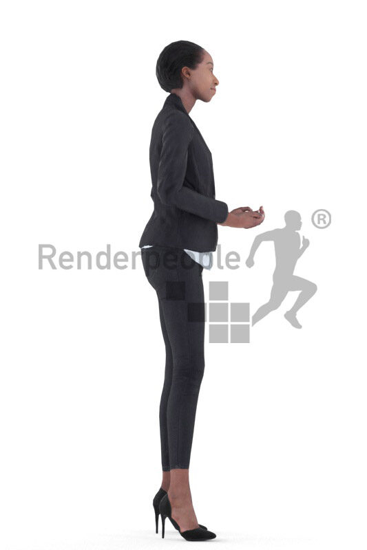 Animated 3D People model for visualization – black female in business look, presenting