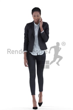 3d people business, black 3d woman standing and calling somebody