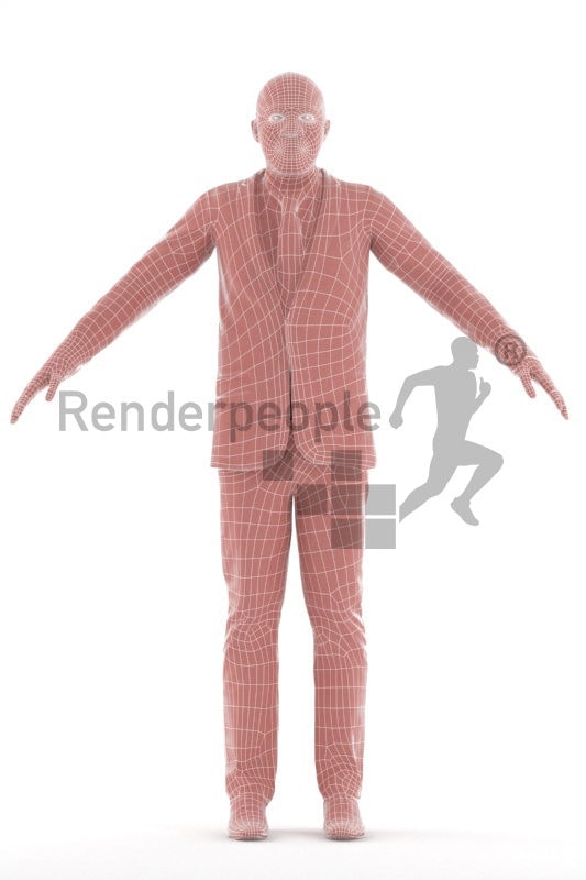Rigged human 3D model by Renderpeople – elderly black man in business suit