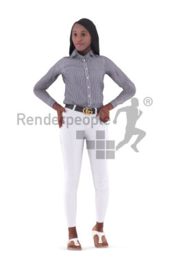3D People model for animations – black female in business clothes, standing