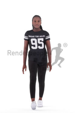 Animated 3D People model for Unreal Engine and Unity – black woman walking in a casual sporty look