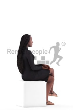 3d people event, black 3d woman sitting