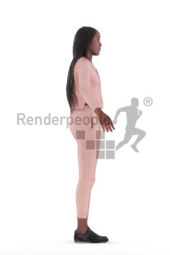 Rigged human 3D model by Renderpeople – black woman, sports wear