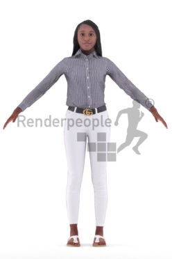 Rigged and retopologized 3D People model – smart casual black woman