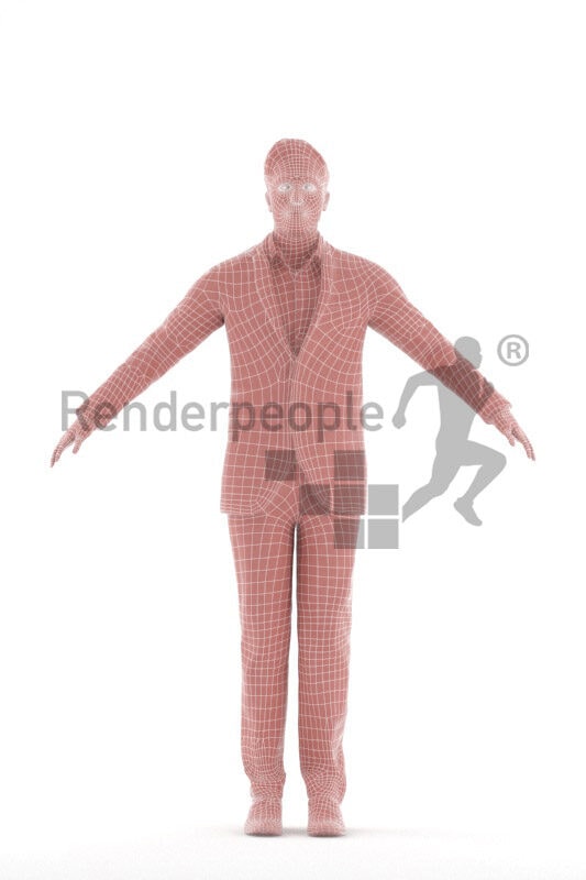 Rigged 3D People model for Maya and Cinema 4D – indian man in suit, for event or business visualizations