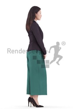 3d people business, asian 3d woman standing