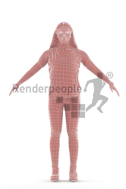 Rigged 3D People model by Renderpeople - Asian woman in daily outfit