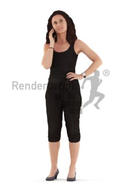 3d people casual. woman standing and and calling someone on her mobile phone