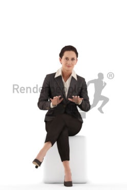 3d people business woman sitting and waiting