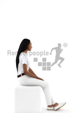 3d people service, black 3d woman sitting