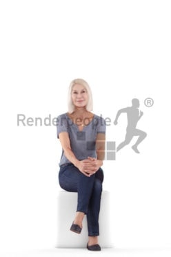 3D People model for 3ds Max and Blender – best ager european woman, sitting