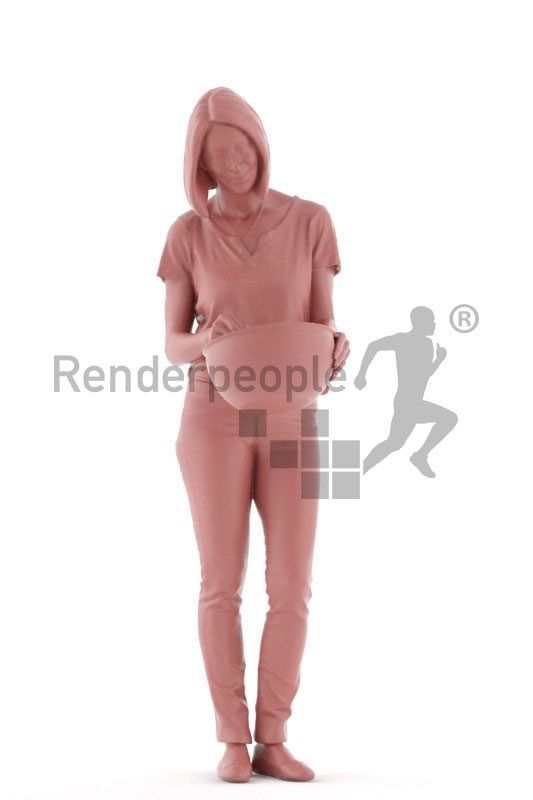 Posed 3D People model for renderings – elderly european woman