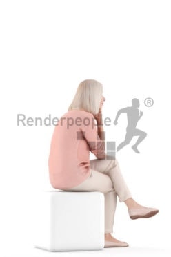 Scanned human 3D model by Renderpeople – sitting with casual clothes