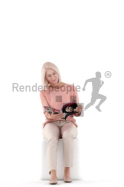 Scanned human 3D model by Renderpeople – sitting and reading magazines