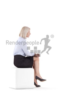 3D People model for 3ds Max and Sketch Up – elderly european woman sitting in business clothes and communicating