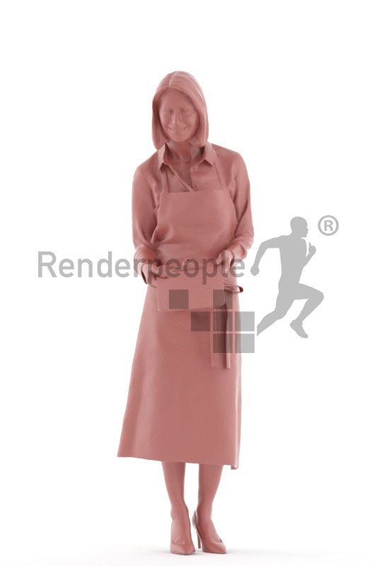 3D People model for 3ds Max and Maya – elderly white woman, gastronomy, giving the menü card