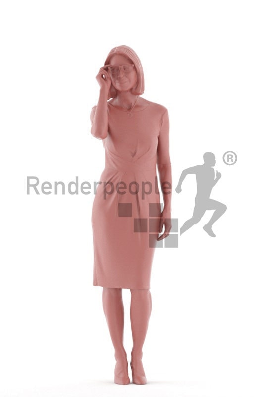 3D People model for 3ds Max and Maya  – elderly white woman in a dress, event
