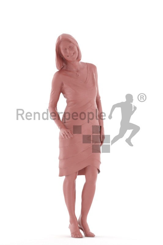 Photorealistic 3D People model by Renderpeople – elderly european woman in an event dress