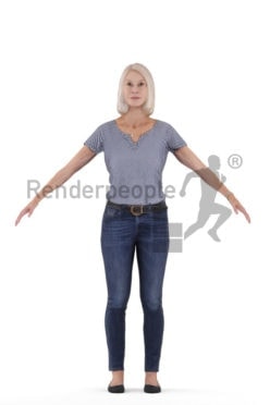 Rigged 3D People model for Maya and Cinema 4D – elderly white woman in a dailly look