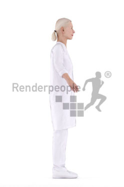 Rigged 3D People model for Maya and 3ds Max – elderly white female, in medical/healthcare outfit