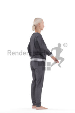 Rigged 3D People model by Renderpeople, elderly white woman, sleepwear
