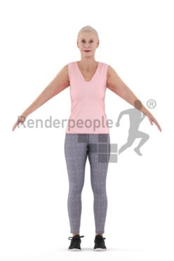 Rigged 3D People model for Maya and 3ds Max – elderly white woman in sports wear