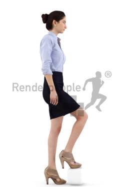 3d people business, middle eastern 3d woman walking stairs