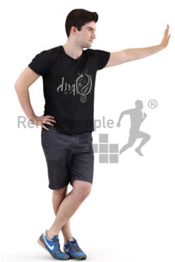 3d people casual, middle eastern 3d man wearing shorts