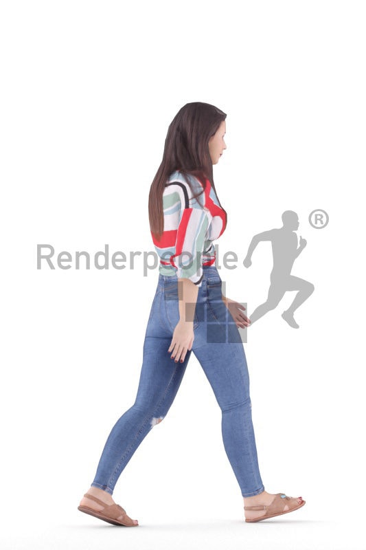 Animated human 3D model by Renderpeople – european woman, casual chic, walking