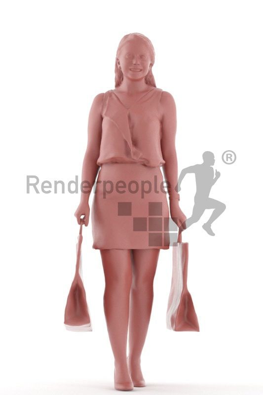 3d people event, south american 3d woman shopping