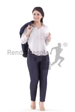 3d people casual, south american 3d woman walking and talking