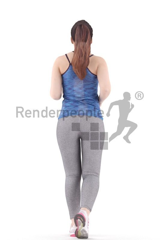 3d people sports, south american 3d woman running