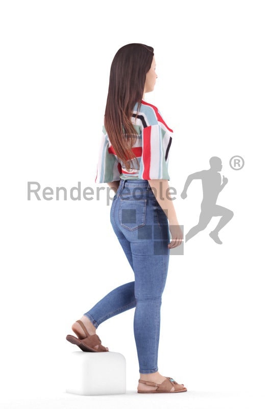 3d people casual, white 3d woman walking