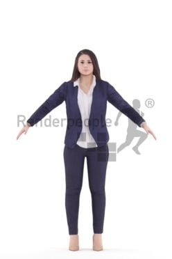 Rigged human 3D model by Renderpeople, white woman, business