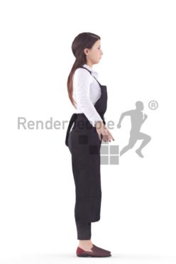 3d people waiter, rigged woman in A Pose