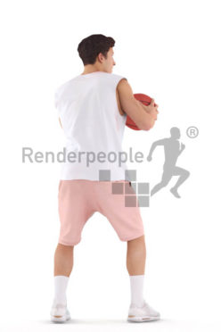 Posed 3D People model for visualization – white man playing basketball