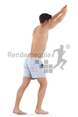 3D People model for 3ds Max and Sketch Up – white man in swimm wear jumping into the water