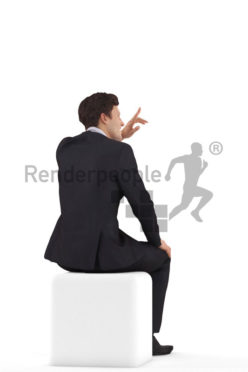 3d people business,3d white man, sitting and saluting