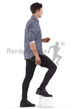 3d people casual, 3d white man walking upstairs