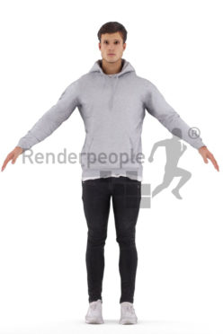 Rigged human 3D model by Renderpeople, white man, casual