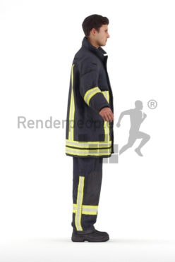 Rigged 3D People model for Maya and Cinema 4D – european firefighter