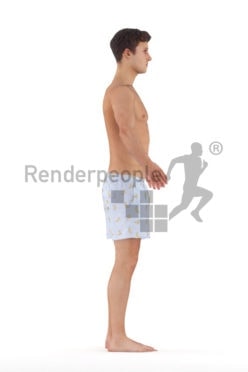 Rigged 3D People model for Maya and Cinema 4D – european man, swimm wear