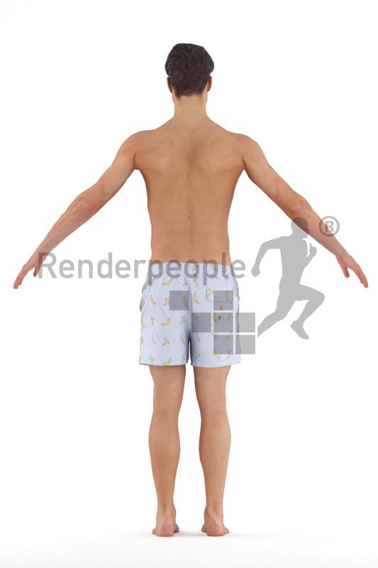Rigged 3D People model for Maya and Cinema 4D – european man, swimm wear